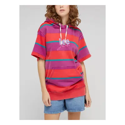 Dark Pink Ladies Striped Short Sleeve Sweatshirt Lee - Women