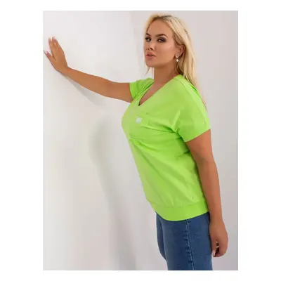 Light green women's blouse plus size with pocket