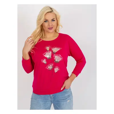 Women's fuchsia blouse plus size with patches