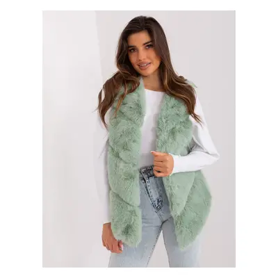 Pistachio Asymmetrical Fur Vest