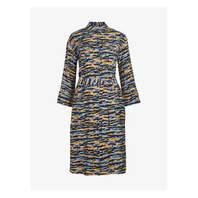 Orange-blue lady patterned shirt dress VILA Cikki - Women