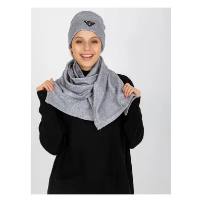 Grey winter set with scarf and cap