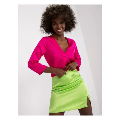 Light green ruffle skirt made of satin imitation Olya RUE PARIS