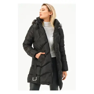 Z6768 DEWBERRY WOMEN'S OUTERWEAR - BLACK