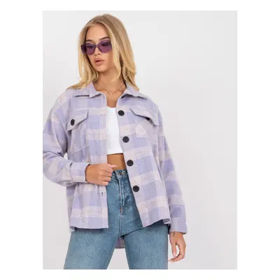 Purple and pink warm checkered Solomia long sleeve shirt