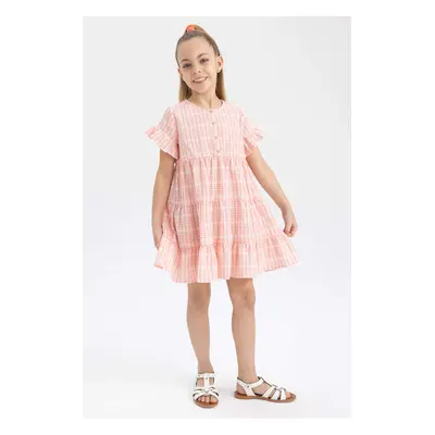 DEFACTO Baby Girls Gingham Short Sleeved Ruffle Dress