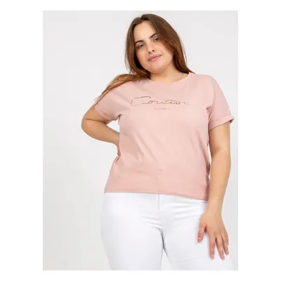 Dusty pink women's T-shirt plus size with inscription