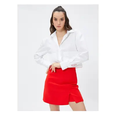 Koton Crop Shirt Pocket Detailed Long Sleeve