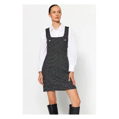 Trendyol Black Tweed Mini Gilet szőtt ruha