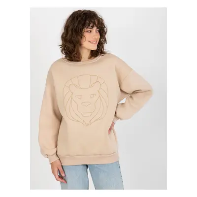 Women's insulated sweatshirt without hood - beige