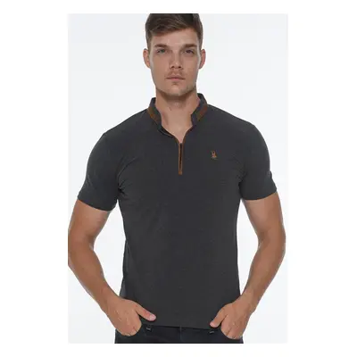 T8571 DEWBERRY ZIPPER MEN'S T-SHIRT-DARK ANTHRACITE