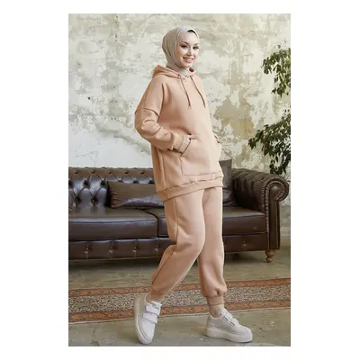 InStyle Merva Three Thread Tracksuit Set - Biscuit