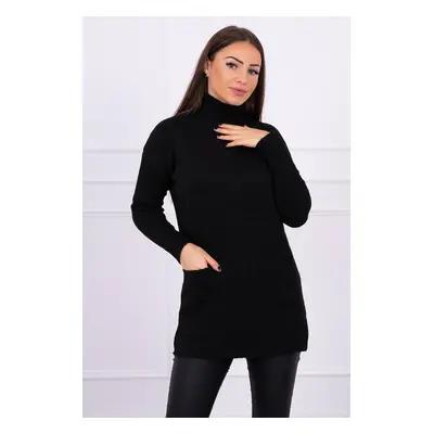 Sweater with stand-up collar black