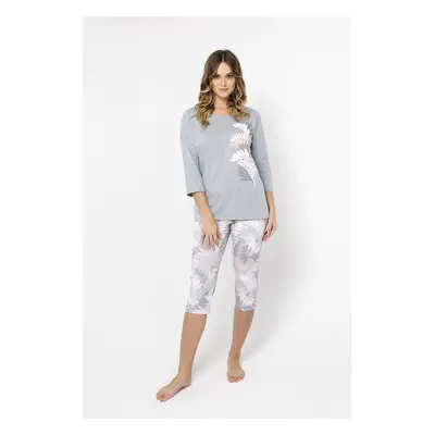 Women's pyjamas Dracaena 3/4 sleeve, 3/4 legs - melange/print