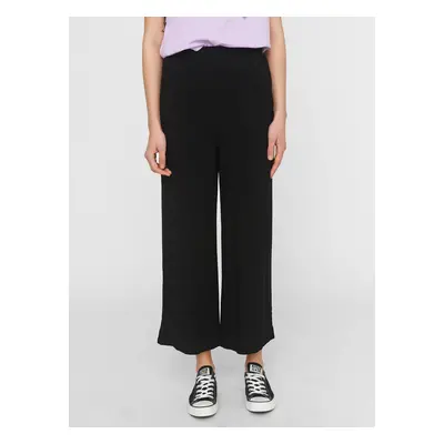 Black Women's Cropped Wide Trousers Noisy May Fiona - Women