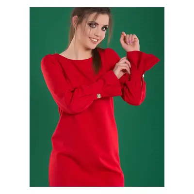 Dress with flared sleeves red