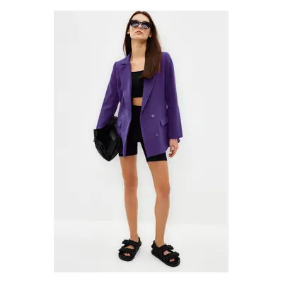 Trendyol Purple Regular Lined Double Breasted Closure Woven Blazer Jacket