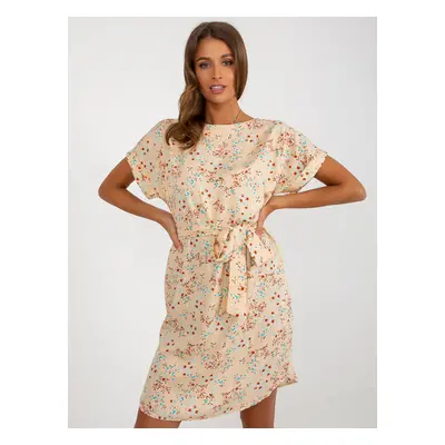 Beige floral knee-length dress from RUE PARIS