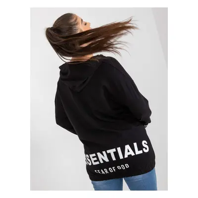 Black plus size sweatshirt with pockets