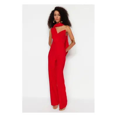 Trendyol Red Lined Woven Jumpsuit