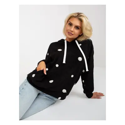 Black polka dot fur sweatshirt