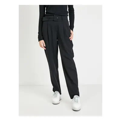 Black trousers with belt VILA Bilyana