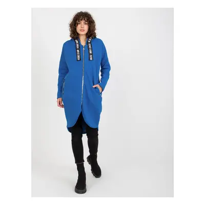 Women's Long Zippered Hoodie - Blue