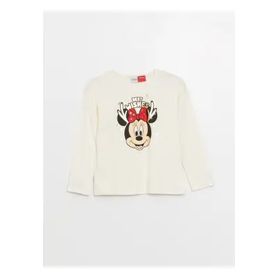 LC Waikiki Crew Neck Minnie Mouse Printed Long Sleeve Girls' T-Shirt