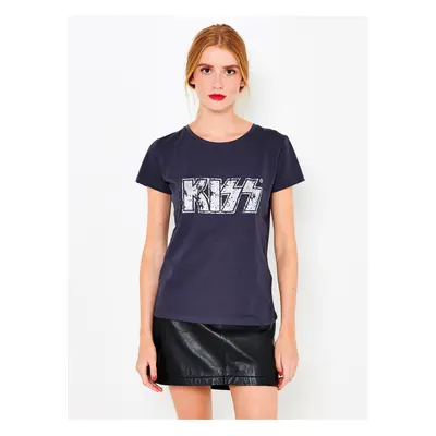 Dark blue T-shirt with print CAMAIEU - Women