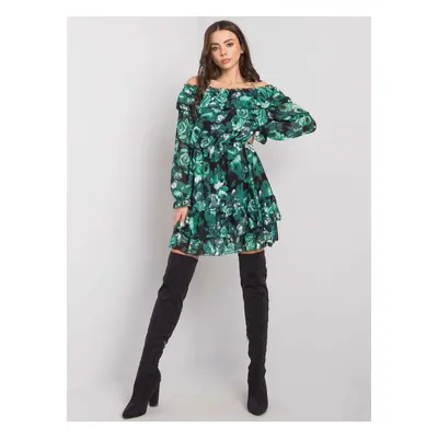 Black and Green Hispanic Floral Dress by Erine