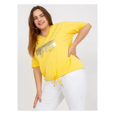 Yellow oversized blouse for everyday wear with V-neck