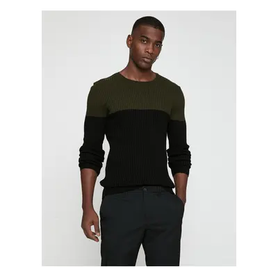 Koton Basic Sweater Color Block Crew Neck