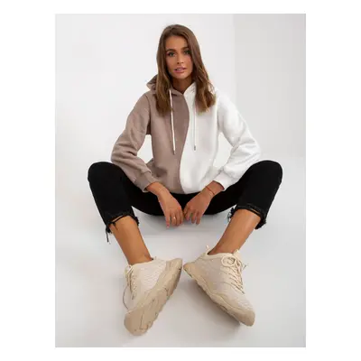 Basic beige and white sweatshirt with cotton hood RUE PARIS