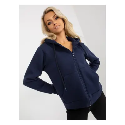 RUE PARIS dark blue zippered sweatshirt with pockets