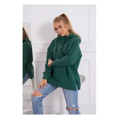 Insulated sweatshirt with zipper on the side dark green