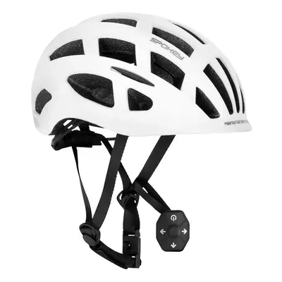 Spokey POINTER PRO Bicycle helmet with LED flasher and turn signals, cm, biela