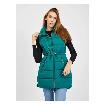 Orsay Dark Green Ladies Quilted Vest - Ladies