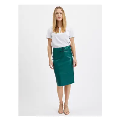 Orsay Green Women's Pencil Leatherette Skirt - Women