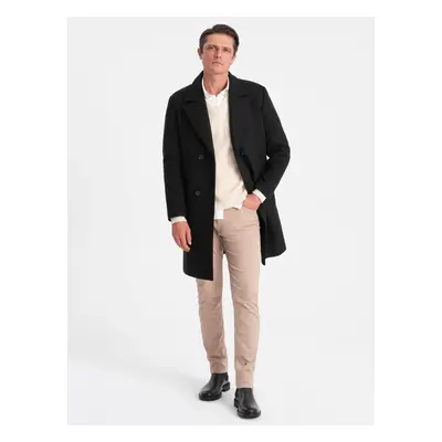 Ombre Men's double-breasted lined coat - black