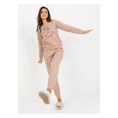 Beige warm pajamas with pants and sweatshirt