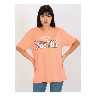 Fluo orange loose women's T-shirt with inscription