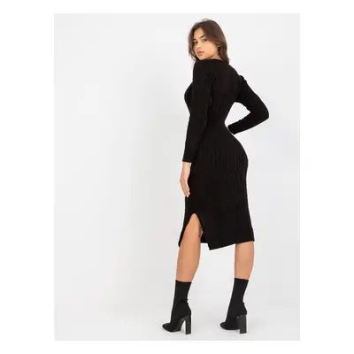 Black midi dress with braids RUE PARIS