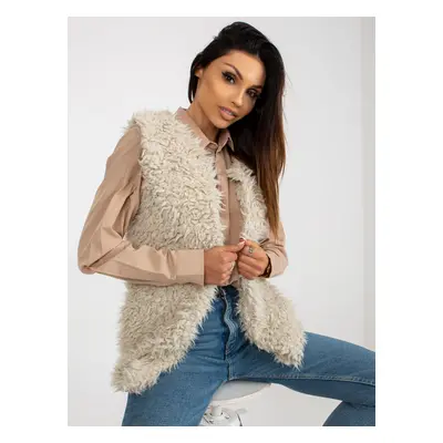 Beige fur vest with lining Sybille