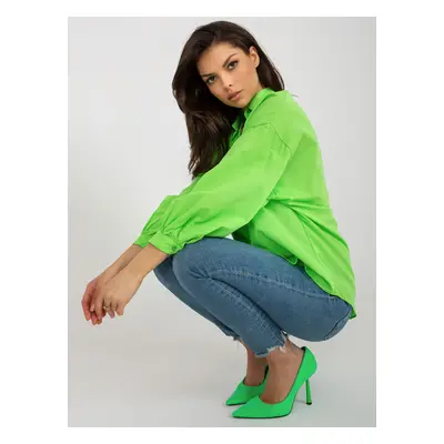 Light green oversize shirt with puff sleeves