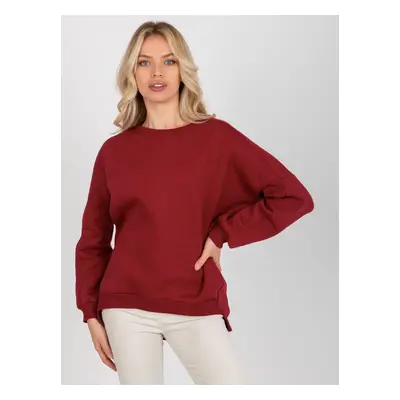 Basic loose sweatshirt burgundy color with round neckline