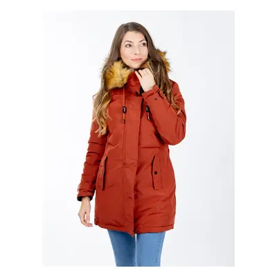 Women's double-sided winter parka GLANO - brick/black