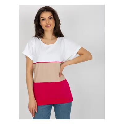 Basic white and fuchsia cotton blouse