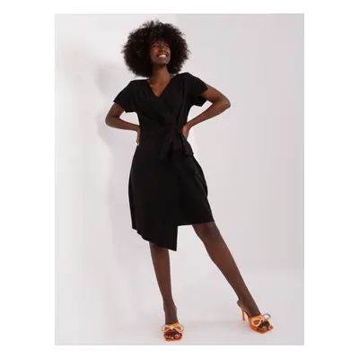 Black wrap dress with viscose ZULUNA