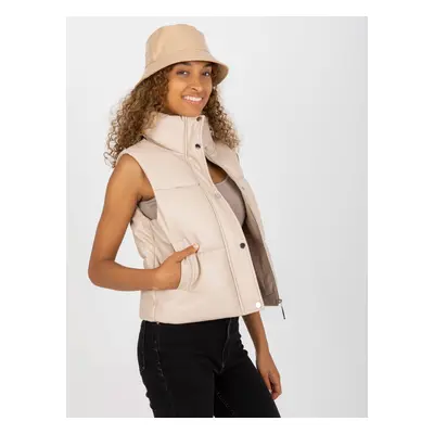 Light beige women's vest made of eco-leather