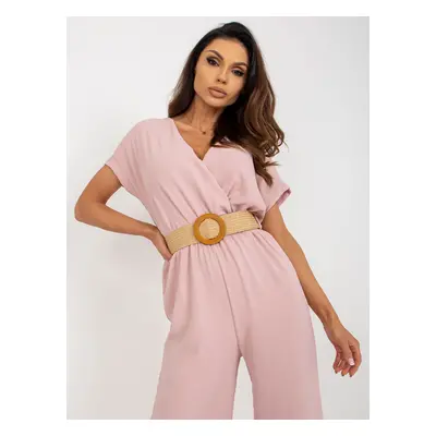 Light pink summer jumpsuit with wide legs